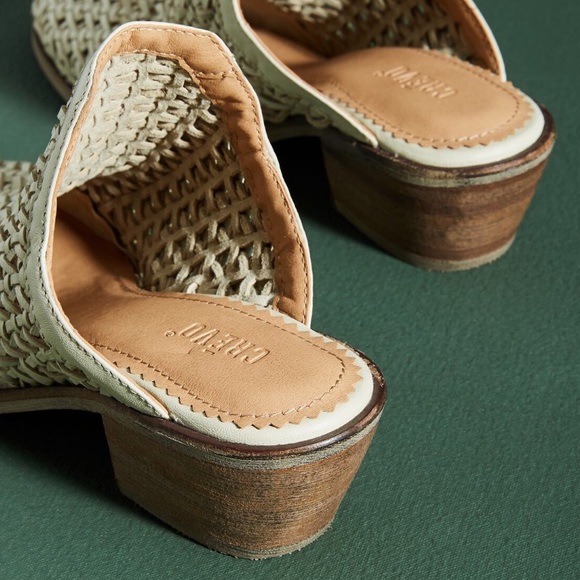 NIB Anthropologie Crevo Neva Woven Mules Bone 9 - Picture 7 of 7